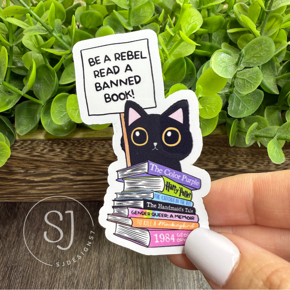 BE A REBEL READ A BANNED BOOK STICKER