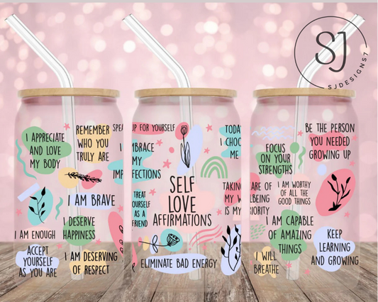 Self-Love Affirmations Acrylic Libbey cup 16 oz.