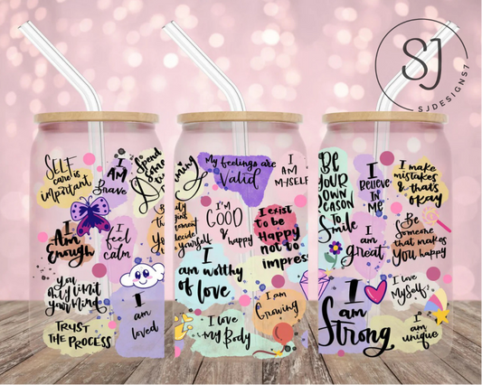 I am Strong Affirmations Acrylic Libbey cup 16 oz.